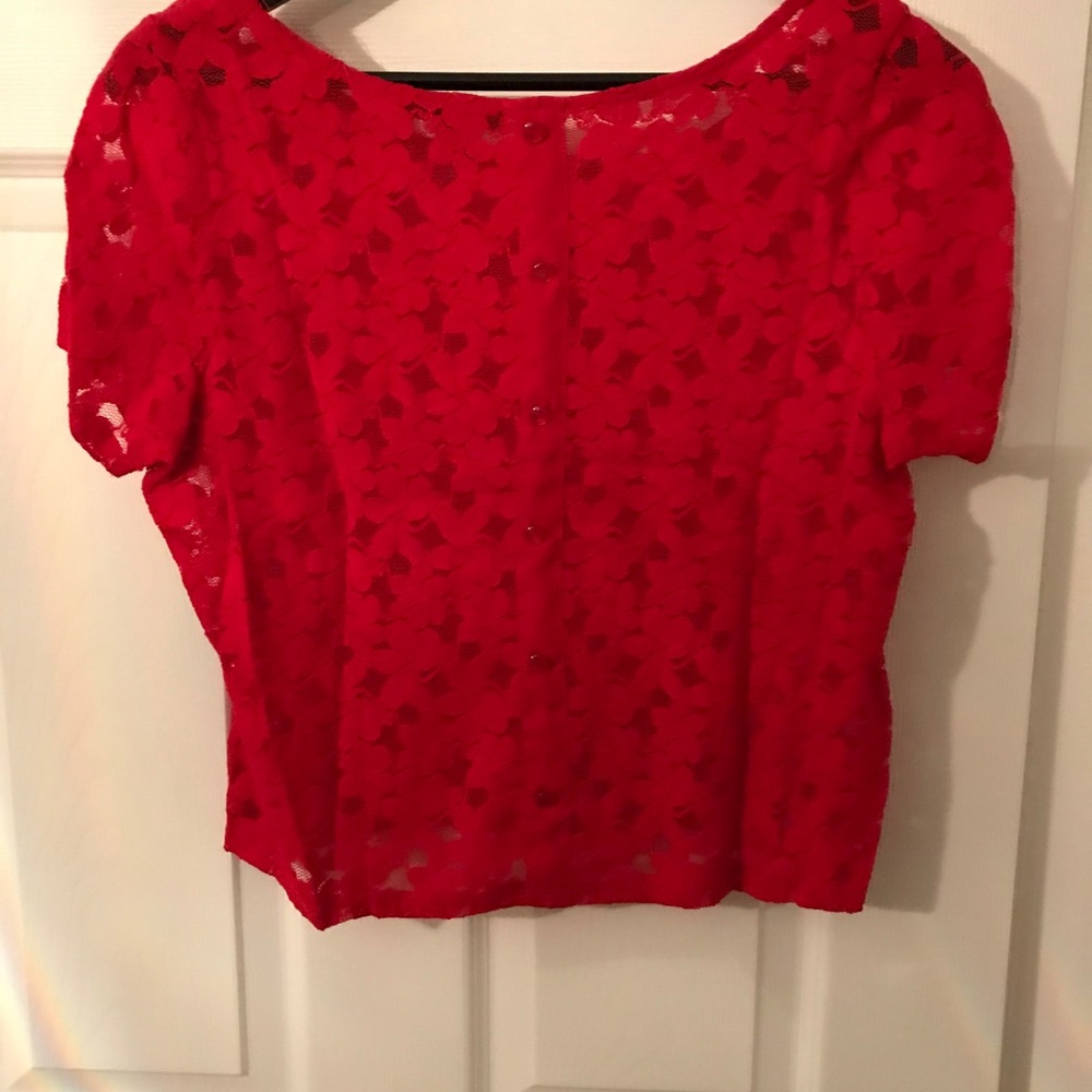 Red Lace Top- Red-Size L